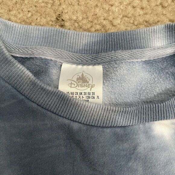Disney Parks Stitch Hoodie Size XXL Adult Tie Dye Blue Crewneck Sweatshirt - Picture 3 of 10